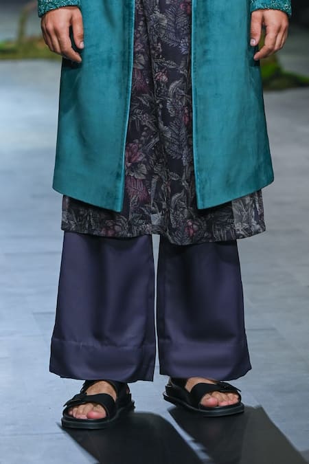 Shop Varun Bahl Green Velvet, Polyester, Rayon Embroidery, Cutdana Hand Sherwani Trouser Set Online at Aza Fashions Shop_Varun Bahl_Green Velvet, Polyester, Rayon Embroidery, Cutdana Hand Sherwani Trouser Set _Online_at_Aza_Fashions