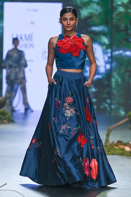 Varun Bahl Floral Vine Embroidered Lehenga With Blouse 