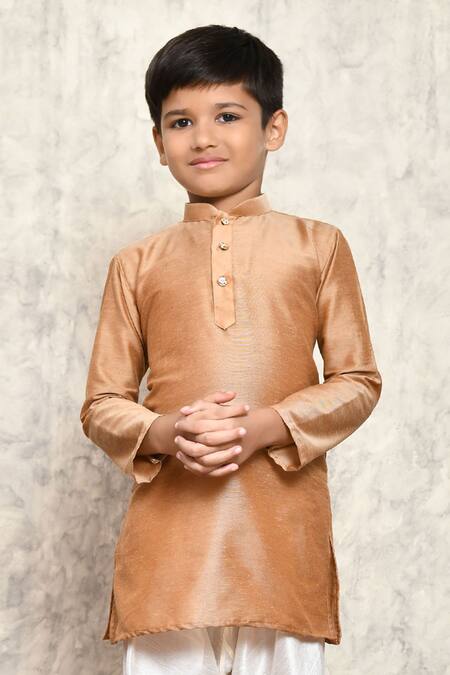 Buy Petite Pomme Beige Cotton, Silk Plain Kurta Online at Aza Fashions Buy_Petite Pomme_Beige Cotton, Silk Plain Kurta _Online_at_Aza_Fashions