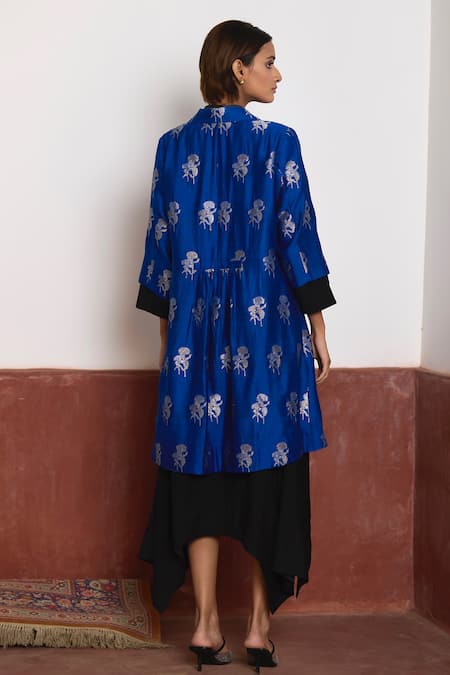 Shorshe Clothing Asymmetric Dress With Banarasi Brocade Jacket 