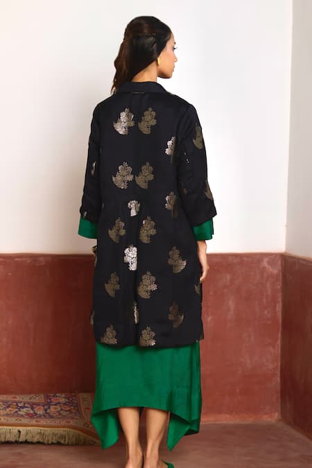 Shorshe Clothing Asymmetric Dress & Banarasi Brocade Jacket 