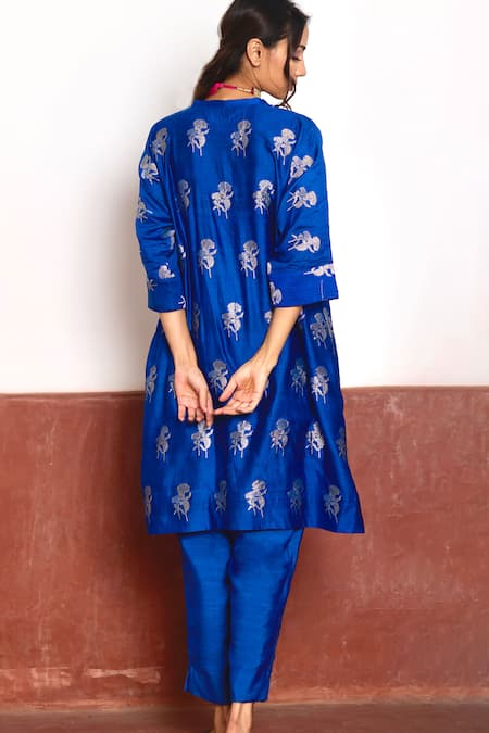 Shorshe Clothing Floral Woven Kaftan & Cigarette Pant Set 