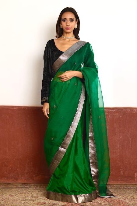 Shorshe Clothing Thread & Sequin Embroidered Saree 