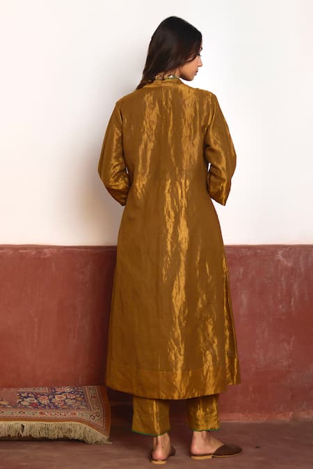 Shorshe Clothing Handloom Metallic Anarkali & Pant Set 