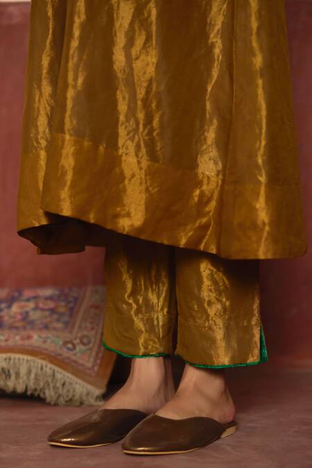 Buy Shorshe Clothing Gold Handloom Cotton V-neck Metallic Anarkali And Pant Set Online at Aza Fashions Buy_Shorshe Clothing_Gold Handloom Cotton V-neck Metallic Anarkali And Pant Set _Online_at_Aza_Fashions