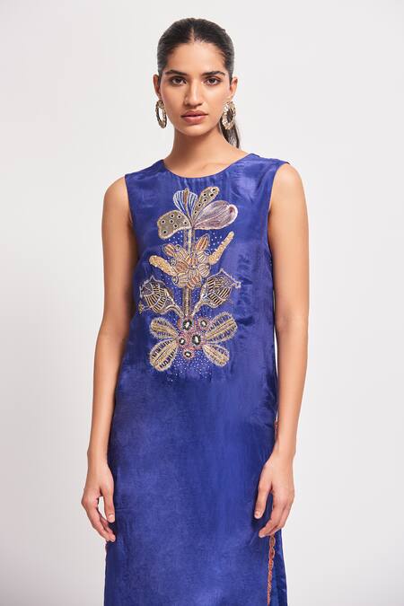 Shop Aisha Rao Blue Silk, Chiffon Sequins, Beads Round Lumina Embellished Kurta Churidar Set Online at Aza Fashions Shop_Aisha Rao_Blue Silk, Chiffon Sequins, Beads Round Lumina Embellished Kurta Churidar Set _Online_at_Aza_Fashions