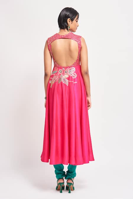 Shop Aisha Rao Pink Silk Sequins, Beads, Peony Floral Embellished Anarkali Churidar Set at Aza Fashions Shop_Aisha Rao_Pink Silk Sequins, Beads, Peony Floral Embellished Anarkali Churidar Set _at_Aza_Fashions