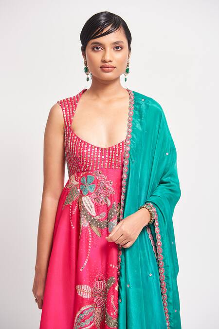 Buy Aisha Rao Pink Silk Sequins, Beads, Peony Floral Embellished Anarkali Churidar Set Online at Aza Fashions Buy_Aisha Rao_Pink Silk Sequins, Beads, Peony Floral Embellished Anarkali Churidar Set _Online_at_Aza_Fashions