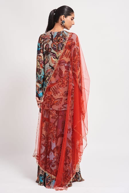 Shop Aisha Rao Multi Color Georgette Sequins, Beads, Shyla Floral Print Kurta Sharara Set at Aza Fashions Shop_Aisha Rao_Multi Color Georgette Sequins, Beads, Shyla Floral Print Kurta Sharara Set _at_Aza_Fashions