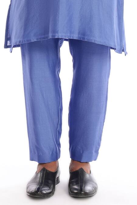 Aisha Rao Blue Silk Sequins Flame Yoke Embellished Kurta And Pant Set Online at Aza Fashions Aisha Rao_Blue Silk Sequins Flame Yoke Embellished Kurta And Pant Set _Online_at_Aza_Fashions