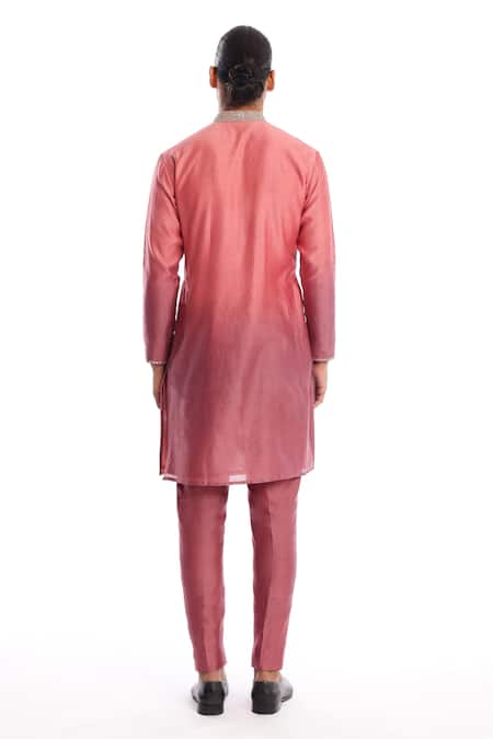 Shop Aisha Rao Pink Silk Sequins Dawn Yoke Embellished Kurta And Pant Set at Aza Fashions Shop_Aisha Rao_Pink Silk Sequins Dawn Yoke Embellished Kurta And Pant Set _at_Aza_Fashions