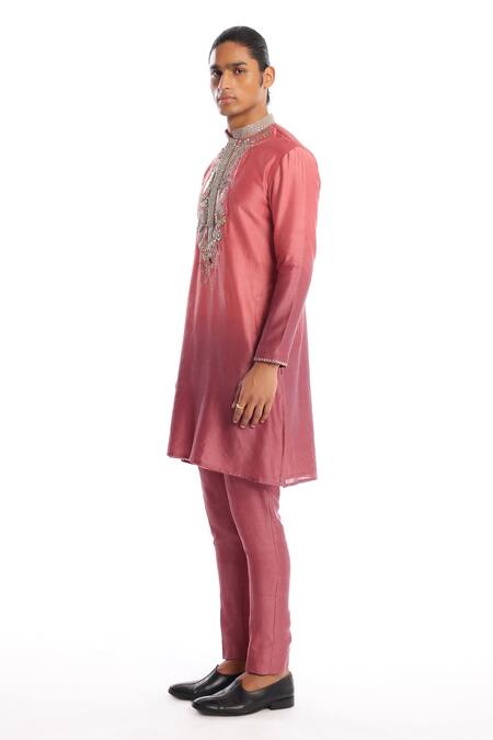 Buy Aisha Rao Pink Silk Sequins Dawn Yoke Embellished Kurta And Pant Set Online at Aza Fashions Buy_Aisha Rao_Pink Silk Sequins Dawn Yoke Embellished Kurta And Pant Set _Online_at_Aza_Fashions