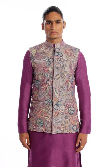 Buy Aisha Rao Purple Silk Sequins Bundi Kurta Set Online at Aza Fashions Buy_Aisha Rao_Purple Silk Sequins Bundi Kurta Set _Online_at_Aza_Fashions