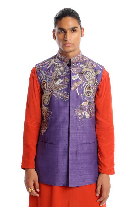 Buy Aisha Rao Purple Silk Sequins, Embroidery Violet Bundi Kurta Set Online at Aza Fashions Buy_Aisha Rao_Purple Silk Sequins, Embroidery Violet Bundi Kurta Set _Online_at_Aza_Fashions