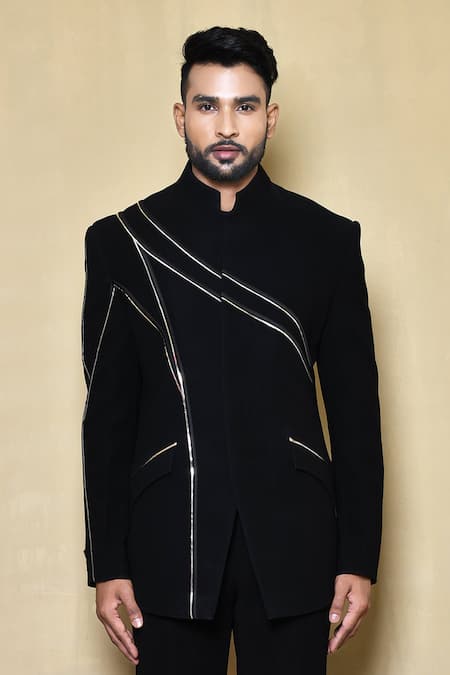 Arihant Rai Sinha Black Embroidery Astral Ray Pattern Bandhgala Online at Aza Fashions Arihant Rai Sinha_Black Embroidery Astral Ray Pattern Bandhgala _Online_at_Aza_Fashions