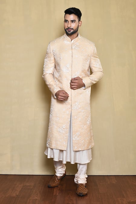 Aryavir Malhotra Rosa Fleur Woven Sherwani Set 