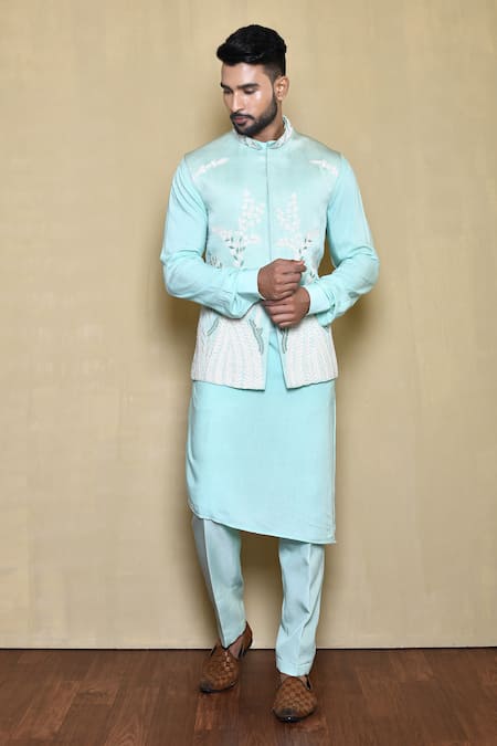 Arihant Rai Sinha Morning Glory Embroidered Bundi Kurta Set 