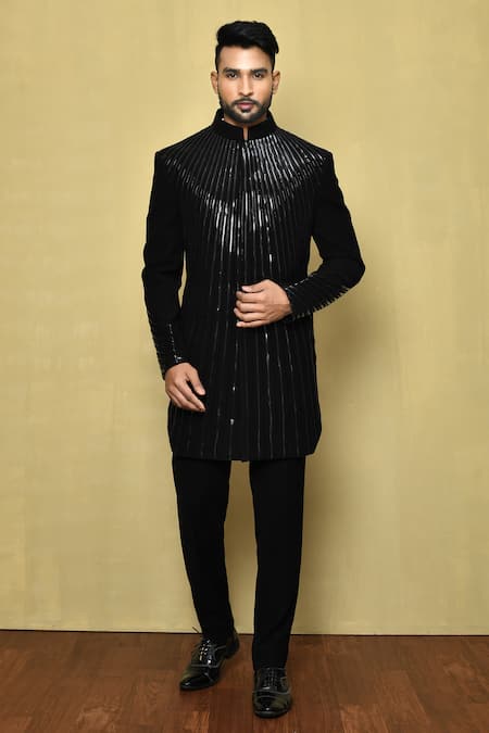 Aryavir Malhotra Stripe Embellished Sherwani 