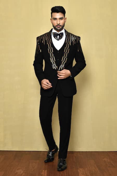 Aryavir Malhotra Stripe Embellished Tuxedo 