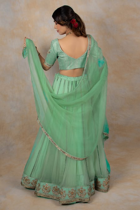 House Of Mithi Kalra Zardosi Hand Embroidered Blouse Lehenga Set 