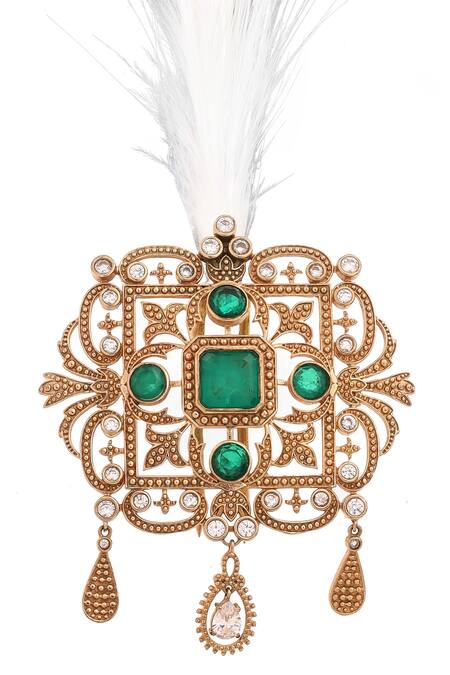 Cosa Nostraa_Green Embroidery, Beads Sober Saga Kalangi _Online_at_Aza_Fashions