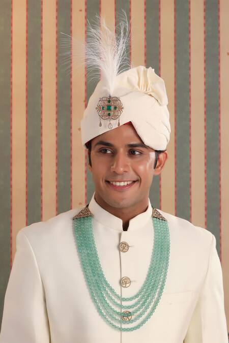 Cosa Nostraa_Green Embroidery, Beads Sober Saga Kalangi _at_Aza_Fashions