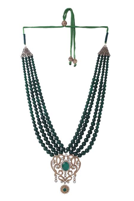 Buy_Cosa Nostraa_Green Elite Olive Layered Mala _Online_at_Aza_Fashions