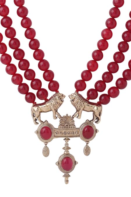 Shop_Cosa Nostraa_Red Rouge Lion Mala _Online_at_Aza_Fashions