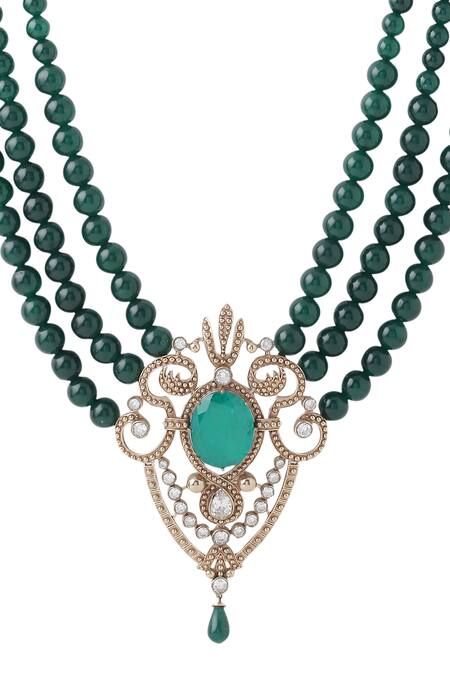 Shop_Cosa Nostraa_Green Verdant Harmony Mala _Online_at_Aza_Fashions