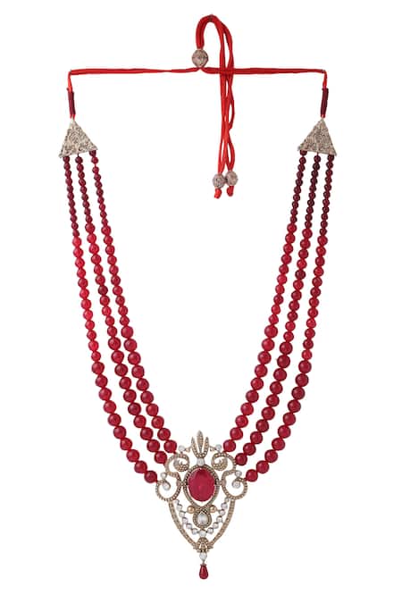 Buy_Cosa Nostraa_Red Magic Of Layered Mala _Online_at_Aza_Fashions