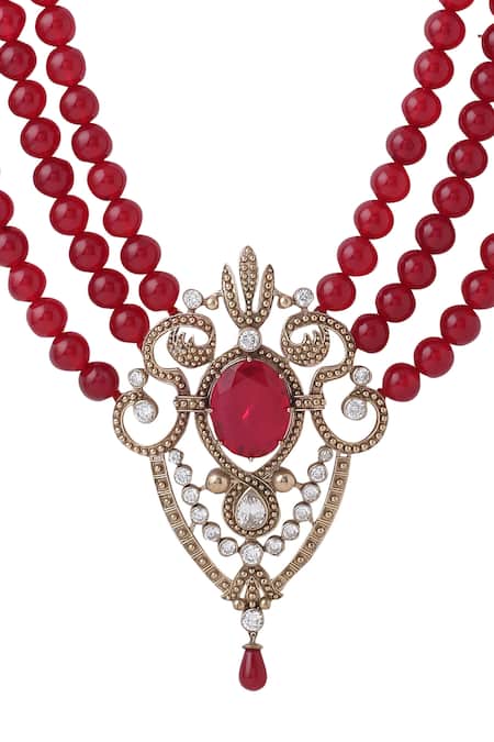 Shop_Cosa Nostraa_Red Magic Of Layered Mala _Online_at_Aza_Fashions