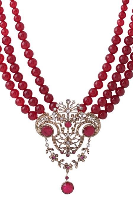 Shop Cosa Nostraa Red Pride Of Kings Mala Online at Aza Fashions Shop_Cosa Nostraa_Red Pride Of Kings Mala _Online_at_Aza_Fashions
