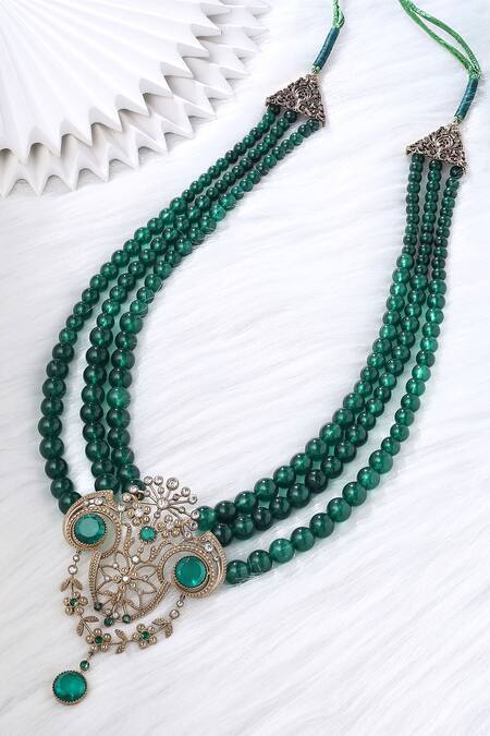 Shop_Cosa Nostraa_Green Pride Layered Mala _at_Aza_Fashions