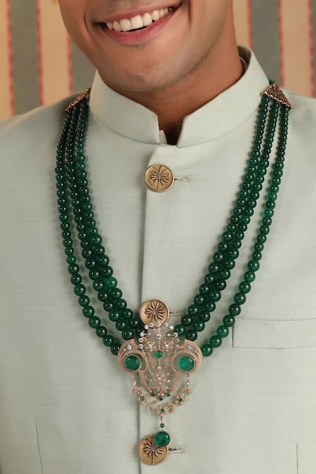 Cosa Nostraa_Green Pride Layered Mala _Online_at_Aza_Fashions