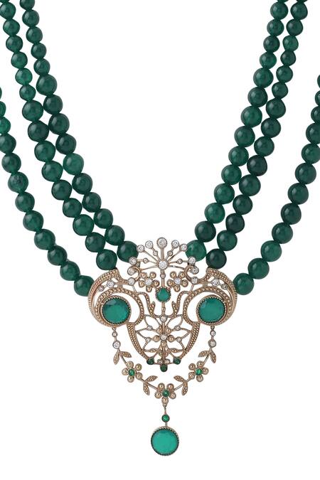 Shop_Cosa Nostraa_Green Pride Layered Mala _Online_at_Aza_Fashions