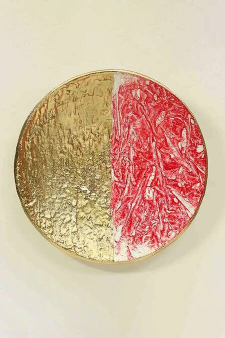 Shop_Cocovey Homes_Pink Aluminium Circular Wall Art Set Of 3_at_Aza_Fashions