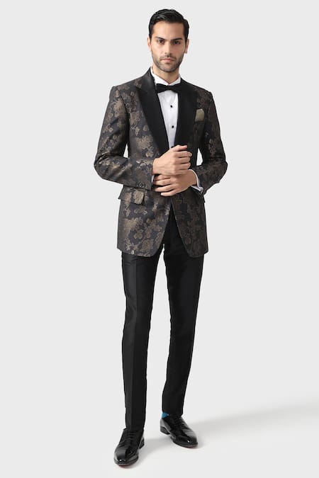 Raghavendra Rathore Jodhpur The Foil Floral Pattern Tuxedo Jacket 