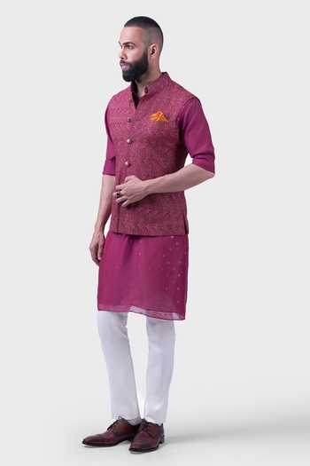 Buy Raghavendra Rathore Jodhpur Wine Silk Embroidery Floral Waistcoat Online at Aza Fashions Buy_Raghavendra Rathore Jodhpur_Wine Silk Embroidery Floral Waistcoat _Online_at_Aza_Fashions