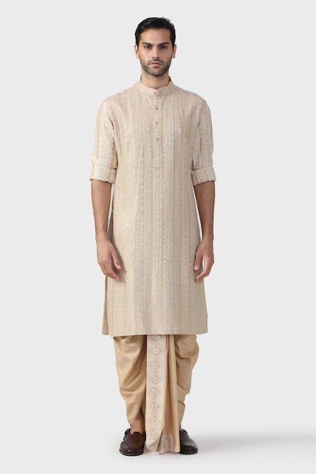 Raghavendra Rathore Jodhpur Amaryllis Vine Thread Embroidered Kurta 