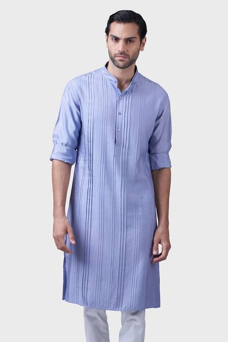 Buy Raghavendra Rathore Jodhpur Purple Silk Embroidered Mandarin Collar Pintucked Kurta Online at Aza Fashions Buy_Raghavendra Rathore Jodhpur_Purple Silk Embroidered Mandarin Collar Pintucked Kurta _Online_at_Aza_Fashions