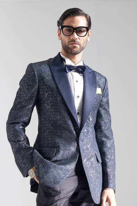 Buy Raghavendra Rathore Jodhpur Blue Wool, Jacquard Embroidery The Lagoon Tuxedo Online at Aza Fashions Buy_Raghavendra Rathore Jodhpur_Blue Wool, Jacquard Embroidery The Lagoon Tuxedo _Online_at_Aza_Fashions