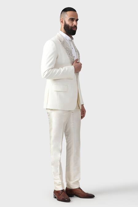 Buy_Raghavendra Rathore Jodhpur_Off White Sequins, Embroidery The Gatsby Tuxedo _Online_at_Aza_Fashions