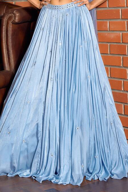 Buy Astha Batra Blue Net, Satin, Georgette Embroidery, Mirrors Hand Lehenga With Blouse Online at Aza Fashions Buy_Astha Batra_Blue Net, Satin, Georgette Embroidery, Mirrors Hand Lehenga With Blouse _Online_at_Aza_Fashions