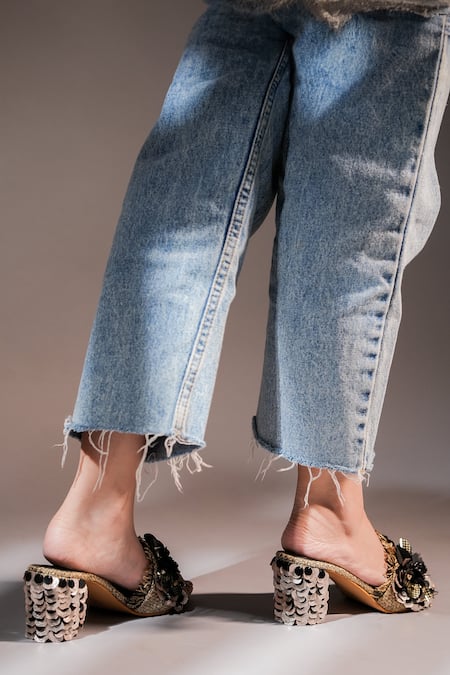 Shop The Episode Black Embellished Floral Strap Heels at Aza Fashions Shop_The Episode_Black Embellished Floral Strap Heels _at_Aza_Fashions