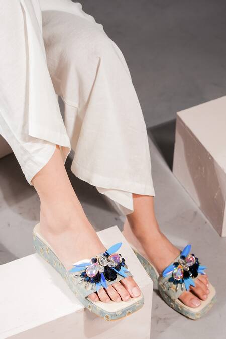 Buy The Episode Blue Embellished Disco Sour Crystal Platform Online at Aza Fashions Buy_The Episode_Blue Embellished Disco Sour Crystal Platform _Online_at_Aza_Fashions