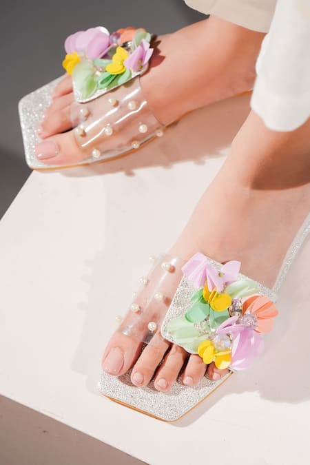 The Episode_Multi Color Spring Again Sequin Embellished Strap Flats _Online_at_Aza_Fashions