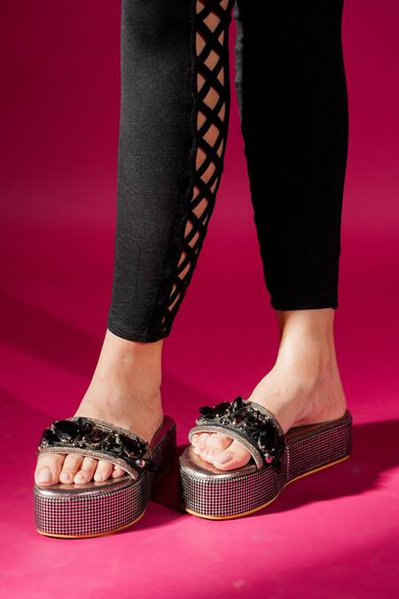 Shop_The Episode_Black Embellished The Starry Night Multi Strap Platforms _Online_at_Aza_Fashions