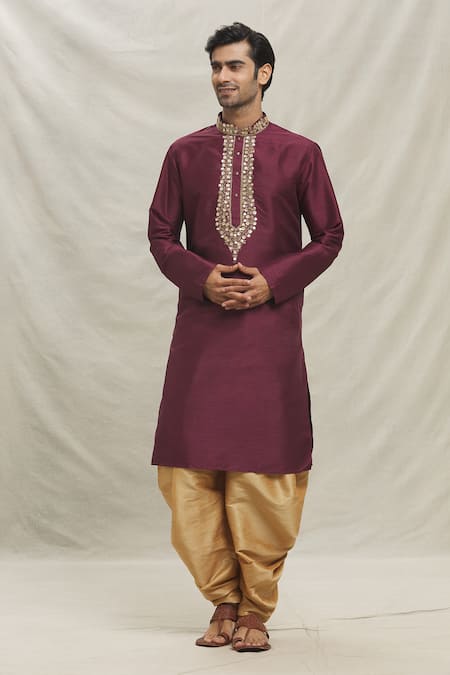 Arihant Rai Sinha Zari Embroidered Placket Kurta With Dhoti Pant 