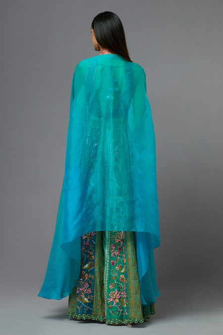 Aum By Asit And Ashima Embroidered Cape Sharara Set 