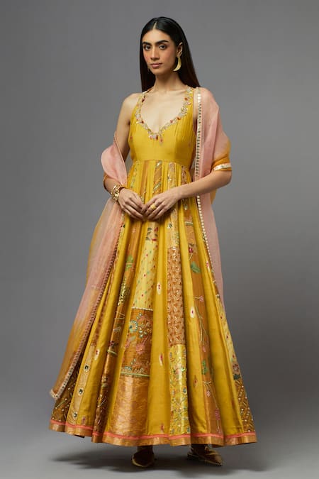 AUM by Asit and Ashima Floral & Thread Embroidered Anarkali With Dupatta 